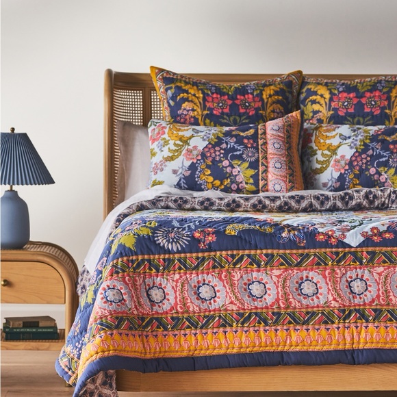 Anthropologie Other - Anthropologie Carmen Cotton Handcrafted Floral Quilt King: 96"L x 104"W NWT